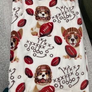 Fall Frenchies & Beagles Football Dogs French Bulldogs Plush Throw Blanket NWT